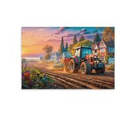 Puzzle de 1000 pièces pour Adultes, Puzzle 3D, Images Haute résolution, décoration intérieure, Tracteur labourant Le champJeu de Puzzle Classique pour Toute la Famille - Cadeaux pour Hommes 26x38cm