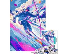 Puzzle de 1000 pièces pour Adultes Puzzle Abstrait représentant Un Skieur sur Une Piste de Montagne Jeux de détente d'analyse et de logique Activités ludiques à Faire à la Maison (Dimensions 38x52cm)
