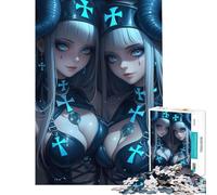 Puzzle de 1000 pièces pour Adultes Puzzle Anges Jumeaux avec Croix Décoration intérieure Cadeau pour Femmes Idéal pour Les Amis et la Famille (50x75cm)