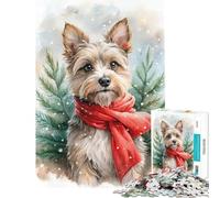 Puzzle de 1000 pièces pour Adultes Puzzle Aquarelle Chien avec écharpe Rouge Puzzles pour Adolescents Jeux en Famille Une œuvre d'art activités Amusantes à la Maison (Taille 38x52cm)