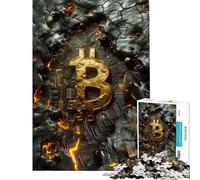 Puzzle de 1000 pièces pour Adultes Puzzle Bitcoin dans Un Rocher Puzzle pour Adolescents Jeu de réflexion Une œuvre d'art Jeu Stimulant Cadeau (Taille 38x52cm)
