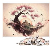 Puzzle de 1000 pièces pour Adultes - Puzzle carré Abstrait Fleurs de Cerisier pour Adultes et Puzzles en Bois - Décoration intérieure - Cadeaux de Noël - 1000 pièces (75 x 50 cm)