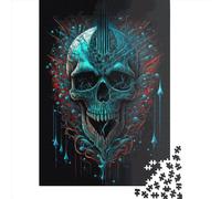 Puzzle de 1000 pièces pour Adultes, Puzzle carré en Bois Bio-Organique en Forme de crâne, pièces Uniques, Jeu éducatif et Amusant, 1000 pièces (75 x 50 cm)