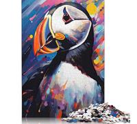 Puzzle de 1000 pièces pour Adultes, Puzzle carré Macareux Peint pour Adultes et Puzzles en Bois, décoration intérieure, Cadeaux de Vacances, 1000 pièces (75 x 50 cm)