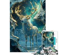 Puzzle de 1000 pièces pour Adultes Puzzle Cerf Magique Doré Jeu de réflexion d'analyse et de logique Cadeau Unique pour Un Anniversaire ou Noël (Dimensions 38x52cm)