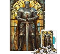 Puzzle de 1000 pièces pour Adultes Puzzle Chevalier en vitrail Jeu Manuel Idéal pour se détendre à la Maison Cadeau Unique pour Un Anniversaire ou Noël (Dimensions 38x26cm)