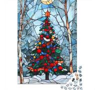 Puzzle de 1000 pièces pour adultes, puzzle d'arbre de Noël pour familles, puzzle en bois, puzzle de défi mental, 1000 pièces (75 x 50 cm)