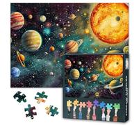 Puzzle de 1000 pièces pour adultes, puzzle de 1000 pièces, motif spatial mystique avec planètes colorées nébuleuse lumineuse dans une galaxie, tableau mural cosmique pour les fans d'astronomie (70 x