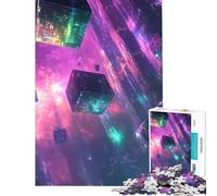 Puzzle de 1000 pièces pour Adultes Puzzle de Cubes néon dans l'espace Puzzles pour Adolescents Jeux de Famille Cadeau d'anniversaire activités Amusantes à la Maison (Taille 38x26cm)