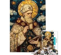 Puzzle de 1000 pièces pour Adultes Puzzle de Pape en vitrail Jeu de Construction Niveau de difficulté élevé (50x75cm)