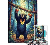 Puzzle de 1000 pièces pour Adultes Puzzle en vitrail représentant Un Ours dans la forêt Jeux de détente d'analyse et de logique Activités ludiques à Faire à la Maison (Dimensions 38x26cm)