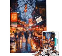 Puzzle de 1000 pièces pour Adultes Puzzle Marché Nocturne Chinois Jeux de détente d'analyse et de logique Activités Amusantes à Faire à la Maison (Dimensions 38x52cm)