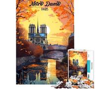 Puzzle de 1000 pièces pour Adultes Puzzle Notre-Dame de Paris Puzzles pour Adolescents Jeux de détente décoration intérieure activités Amusantes à la Maison (Taille 38x52cm)