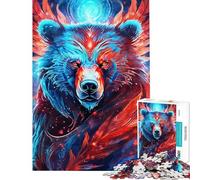 Puzzle de 1000 pièces pour Adultes Puzzle Ours néon Mystique Jeu de réflexion Passe-Temps idéal Cadeau d'anniversaire (Taille 38x26cm)