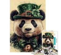 Puzzle de 1000 pièces pour Adultes Puzzle Panda Cadeau pour la Saint-Patrick Casse-tête Jeu pour se détendre à la Maison Cadeau d'anniversaire (Taille 38x52cm)