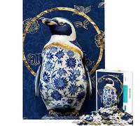 Puzzle de 1000 pièces pour Adultes Puzzle Pingouin en Porcelaine Kintsugi Jeu Relaxant d'analyse et de logique pour Les Amateurs de Jeux (Taille 38x26cm)