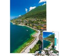 Puzzle de 1000 pièces pour Adultes Puzzle représentant Le Littoral du lac de Garde Jeu de réflexion d'analyse et de logique Cadeau Unique pour Un Anniversaire ou Noël (Dimensions 38x26cm)