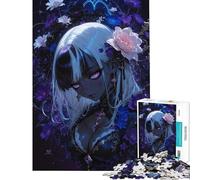 Puzzle de 1000 pièces pour Adultes Puzzle représentant Une Fille d'anime avec des Fleurs et des Bijoux Puzzle de 1000 pièces Jouet Anti-Stress Améliore la mémoire Cadeau pour Un Anniversaire ou Noël