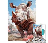 Puzzle de 1000 pièces pour Adultes Puzzle Rhino Might Jeu de Puzzle Familial Défi Difficile et éducatif (Taille 38x26cm)