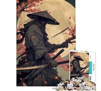 Puzzle de 1000 pièces pour Adultes Puzzle Samurai Moon Japan Jeu Manuel Anti-Stress pour Noël ou Un Anniversaire (Dimensions 38x52cm)