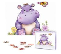 Puzzle de 1000 pièces pour adultes - Puzzle stimulant papillon et hippopotame - Cadeau pour la famille - Décoration murale - Puzzle en bois personnalisé - 75 x 50 cm