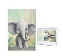Puzzle de 1000 pièces pour adultes - Puzzle stimulant pour soirées de jeu - Puzzle en bois personnalisé pour la famille - Joli puzzle avec image d'éléphant - Taille finie : 75 x 50 cm