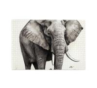 Puzzle de 1000 pièces pour adultes - Puzzles stimulants pour nuits de jeu, croquis d'éléphant, puzzle en bois personnalisé pour photo de famille, taille finie 75 x 50 cm