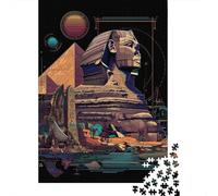 Puzzle De 1000 Pièces pour Adultes Pyramid Sphinx Egyptian Art Print Puzzles pour Adolescents Jeu De Réflexion Améliore La Mémoire Défi Éducatif 70x50cm/1000pcs