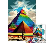 Puzzle de 1000 pièces pour Adultes Pyramide de Gizeh Égypte Couleurs Défi intellectuel Jouet addictif Jeu Amusant Activités familiales Idée Cadeau Père Noël Secret (Dimensions 75x50cm)