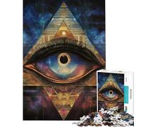 Puzzle de 1000 pièces pour Adultes Pyramide de l'œil Qui voit Tout défi éducatif Une œuvre d'art Jouet Anti-Stress pour Les 14 Ans et Plus (50x75cm)