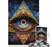 Puzzle de 1000 pièces pour Adultes Pyramide de l'Œil Qui voit Tout Jeu éducatif et Amusant Chaque pièce est Unique Dimensions 38x26cm