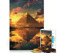 Puzzle de 1000 pièces pour Adultes Pyramide du crépuscule de Gizeh Jeu de Loisirs créatifs et cognitif Décoration Murale de Noël (50x75cm)