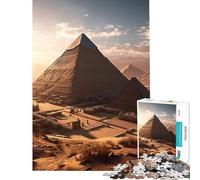 Puzzle de 1000 pièces pour Adultes Pyramides au Coucher du Soleil à Gizeh activités Amusantes à la Maison défi Difficile Jouet de décoration pour Les 14 Ans et Plus (38x52cm)