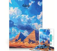 Puzzle de 1000 pièces pour Adultes Pyramides de Gizeh,Égypte Bords Nets Décoration Activité cérébrale Amusante et Facile Cadeau d'anniversaire idéal (38x26cm)