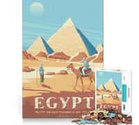 Puzzle de 1000 pièces pour Adultes Pyramides d'Égypte,Gizeh Impression Parfaite Jeu de Concentration mentale Jeu Lent et Amusant Cadeau d'anniversaire Artistique (38x52cm)