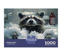 Puzzle De 1000 Pièces pour Adultes Raccoon Relaxing in A Bubble Bath Puzzles pour Adultes - Jeu De Réflexion Amusant Et Humoristique, Difficile Et Stimulant 70x50cm/1000pcs