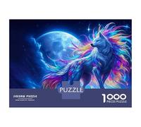 Puzzle De 1000 Pièces pour Adultes Rainbow Wolf Under Moon Puzzles pour Adultes Vacances À La Maison Tue-t-il Le Temps Chaque Pièce Est Unique - Un pour Les Joueurs 52x38cm/1000pcs