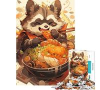 Puzzle de 1000 pièces pour Adultes Ramen Raton Laveur activités Amusantes à la Maison décoration Artistique Jeu de réflexion pour Les 14 Ans et Plus (50x75cm)