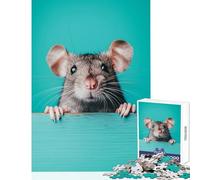 Puzzle de 1000 pièces pour Adultes Rat Curieux Qui Jette Un Coup d'œil Décoration intérieure Jouet Idée Cadeau Jeu éducatif et Anti-Stress Dimensions 38x26cm