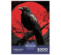 Puzzle De 1000 Pièces pour Adultes Red Eye Raven Puzzles pour Adolescents Jeu Manuel Défi Difficile Cadeau d'anniversaire, Cadeaux, 52x38cm/1000pcs