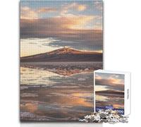 Puzzle de 1000 pièces pour Adultes - Reflet de Montagne dans l'eau au Coucher du Soleil - Jeu de réflexion Familial - Analyse et logique - Jouet à Monter soi-même - Dimensions : 38x26cm