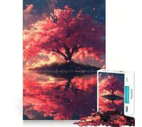 Puzzle de 1000 pièces pour Adultes Reflet d'un Cerisier en Fleurs Jeu de précision et de Coordination mentale Idéal pour se détendre et Passer Un Moment agréable Cadeau Artistique de Noël (50x75cm)