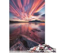 Puzzle de 1000 pièces pour adultes - Réflexion du ciel du soleil - Puzzle carré en bois - Puzzle unique - Jeu éducatif amusant - 1000 pièces (75 x 50 cm)