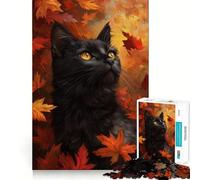 Puzzle de 1000 pièces pour Adultes Regard de Chat d'automne Découpe soignée Décoration Jeu Amusant et Relaxant pour Un Anniversaire ou Un Loisir (38x26cm)