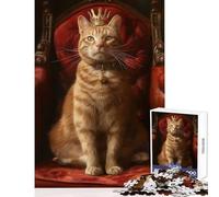 Puzzle de 1000 pièces pour Adultes Reine Chat Tabby Orange Jeu éducatif Cadeau d'anniversaire idéal pour renforcer Les Liens Entre Les Couples Dimensions 50x75cm