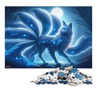 Puzzle de 1000 pièces pour Adultes - Renard à Neuf queues aux Yeux Lumineux - Puzzle carré en Bois - Jeu éducatif et Amusant (75 x 50 cm)