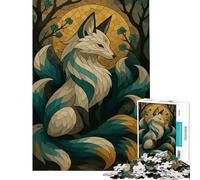 Puzzle de 1000 pièces pour Adultes Renard à Neuf queues Jeu d'art numérique Jeu éducatif Cadeau pour Femme Idée Cadeau d'anniversaire (Dimensions 38x52cm)