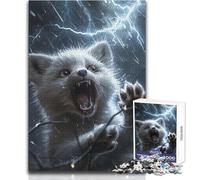 Puzzle de 1000 pièces pour Adultes - Renard Arctique et éclair - Casse-tête - Jeu Familial - Anti-Stress - Cadeau d'anniversaire - Dimensions:38x52cm
