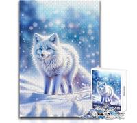 Puzzle de 1000 pièces pour Adultes - Renard Arctique Mignon - Jeu Stimulant et Difficile - Idée Cadeau - Dimensions : 38x26cm