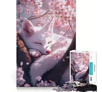 Puzzle de 1000 pièces pour Adultes Renard au Repos en Fleurs de Cerisier Jeu de précision et d'adresse mentale Amusant et Relaxant Cadeau Artistique de Noël (38x26cm)